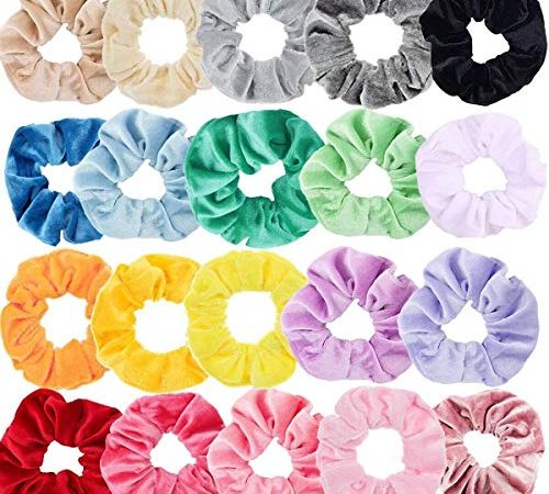 Scrunchies, Sinwind 20 Stück Haargummis Samt elastische Haargummis Haargummis Mädchen Scrunchie für Frauen oder Mädchen Haarschmuck (Bunten)