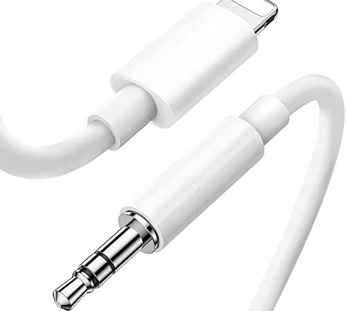 SER FLYMON Auto-AUX-Kabel für iPhone, 3,5-mm-AUX-Kabel, kompatibel mit iPhone 13/13 Pro/12/12 Pro/11 Pro/11/Xs/XR/X/8/7 für Autoradio/Kopfhörer/Lautsprecher – Weiß