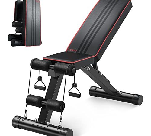YOLEO klappbare Hantelbank Multifunktion Training Fitness Bank Bauchtrainer Schrägbank mit 6-Fach Verstellbarer Rückenlehne/3-Fach verstellbarer Sitzkissen,Belastung 250kg,Sit Up Bank