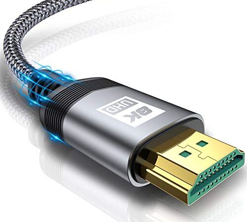 8K HDMI 2.1 Kabel 2M,AviBrex Ultra HD 48Gbps Ethernet High Speed 8K@60Hz, 4K@120Hz,HDCP 2.2 & 2.3, UHD HDR 10+, Dolby Vision, 3D, VRR, Kompatibel mit PS5/4/3,8K Gaming, TV, Blu-ray-Player, Projektor