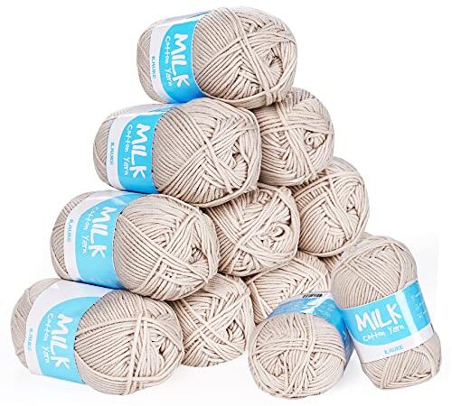 Baby Häkelgarn 12er* 50g/Ball - Super Weiche 100% Acryl Garn für Anfänger und Kinder - Antipilling Babystrickgarn zum Stricken & Häkeln - Baby Fluffy Ball für Häkeln und Kunsthandwerk(Hellbraun)