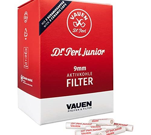 Dr. Perl Filter Junior Aktivkohlefilter groß-9 mm-Ju-Max 2 x 180er-Vauen, Kohlenstoff, Rot, 10 x 8 x 5 cm