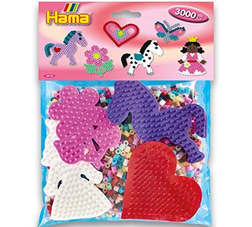 Hama Perlen 4415 Set für Spielgruppen mit ca. 3.000 bunten Midi Bügelperlen mit Durchmesser 5 mm, Motivvorlagen und 4 Stiftplatten, inkl. Bügelpapier, kreativer Bastelspaß für Groß und Klein