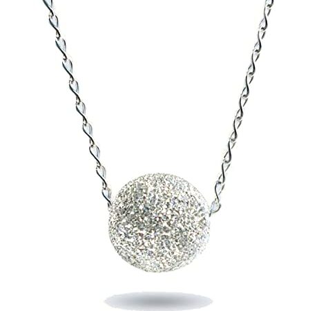 Kette 925 Silber mit funkelnder Kugel | Collier Länge 42cm + 6,5cm | echte Handmade Silberkette mit Anhänger | Statement Kette | perfektes Geschenk für Damen und Mädchen | Halskette