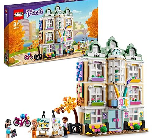 LEGO 41711 Friends Emmas Kunstschule, Heartlake City Schule mit 3 Mini-Puppen, Spielzeug für Mädchen und Jungen ab 8 Jahren, Puppenhaus, Geschenk zu Weihnachten