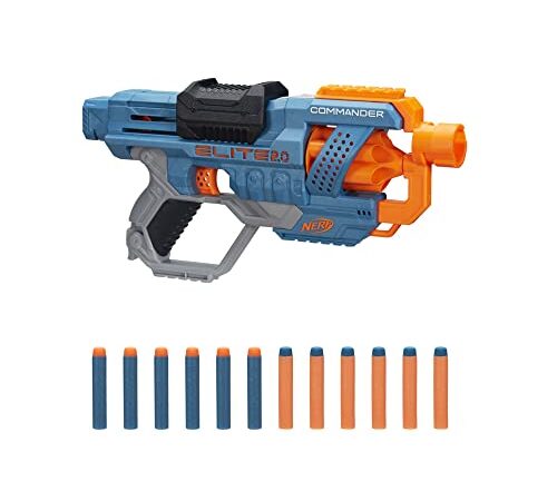 Nerf Elite 2 Commander RD-6 Blaster, 12 Nerf Darts, 6-Dart Rotationstrommel, Tactical Rail Steckschienen, Befestigungspunkte