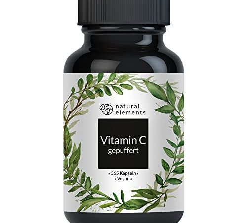 Vitamin C 500 mg - 365 Kapseln - Premium: Aus pflanzlicher Fermentation & gepuffert (pH-neutral, säurefrei und magenschonend) - Ohne unerwünschte Zusätze, vegan