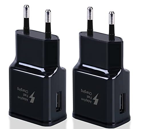 2er Pack USB Ladegerät Stecker, Adaptives Schnell Ladegerät Ladeadapter für Samsung S21 S20 S10 S6 S7 S8 S9 / Edge/Plus/Active, Note 5 8, Note 9, Note10 20 und andere Smartphones/Geräte, Schnellladung