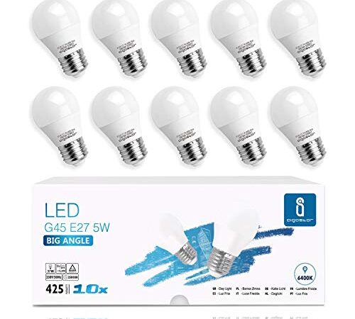 Aigostar E27 LED Birne 5W, Kaltweiß 6400K, 425 Lumen, Lampe G45 Leuchtmittel E27, 280 Grad Abstrahlwinkel, Nicht Dimmbar - 10er Set