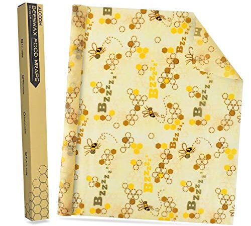 ALCOON Bienenwachstücher Wachspapier Natürlichem Bienenwachs und Baumwolle Wiederverwendbare für Lebensmittelaufbewahrung, Käse- und Sandwich-Verpackungen, 13 x 39 Inch