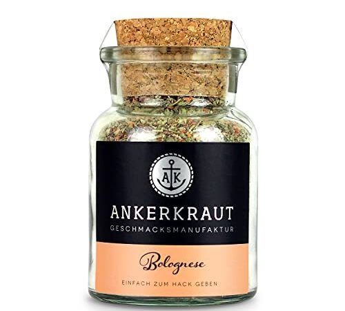 Ankerkraut Bolognese Gewürz, für italienische Spaghetti Bolognese und Lasagne, 100g im Korkenglas