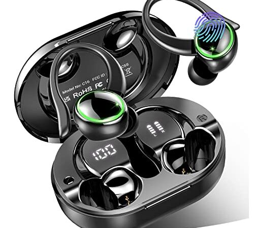 Bluetooth Kopfhörer Sport, in Ear Kopfhörer Kabellos mit 2 ENC Mikrofon für HD Anruf, Bloototh 5.3 Bass Boosted Stereoklang Ohrhörer mit 48H USB C Ladekoffer LED Anzeige, IP7 Wasserdicht Earbuds Lauf