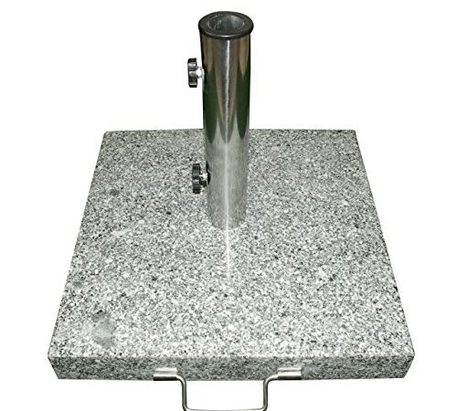 Dilego Nexos Schirmständer Sonnenschirmständer Granit eckig 40x40cm ca. 25kg Edelstahlrohr Griff Transport-Rollen schwarz-weiß grau