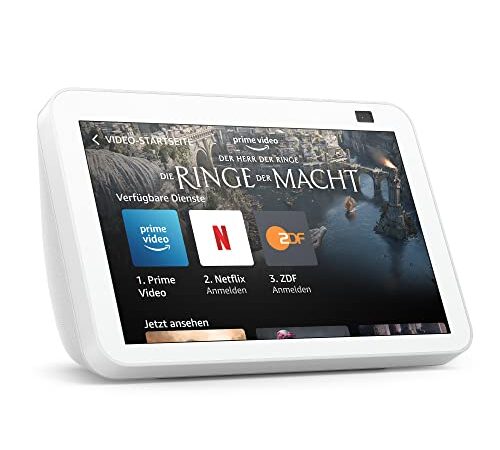 Echo Show 8 (2. Generation, 2021) | HD-Smart Display mit Alexa und 13-MP-Kamera | Weiß