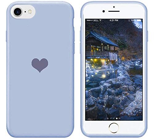 Für iPhone 7 Hülle Silikon Schutzhülle Handyhülle für iPhone 8 Silikonhülle für iPhone SE 2020 Herz Motiv schutzschale Hüllen Tasche Handytasche Weiche Etui (Blau, iPhone 7/iPhone 8/iPhone SE 2020)
