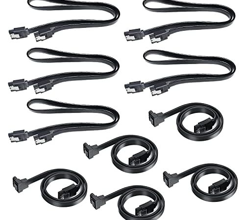 GZhaimai 10 Stück Kabel Sata 3 SATA III Sata Datenkabel 50cm Connection Cable Motherboard HDD SSD Hard Drive, Unterstützt SATA 3.0 6 GBit/s(Schwarz)