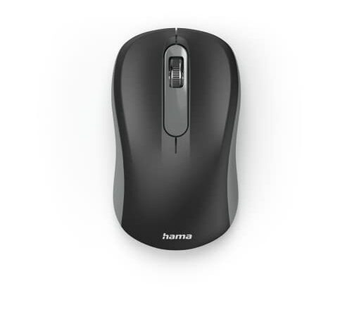 Hama kabellose Maus für Links- und Rechtshänder (3 Tasten, 2,4 Ghz, mit USB-Nanoempfänger, 1600 dpi, optische Maus, für Notebook und PC) anthrazit / schwarz