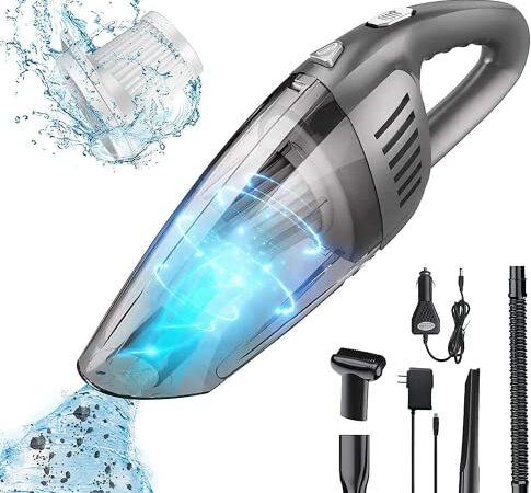 Handstaubsauger, 8000PA leistungsstarker Staubsauger, Bürststaubsauger 120W,1000ml Staubbehälter,Nass/Trocken,Handstaubsauger Kabellos für Auto/Haus,Waschbarer Filter