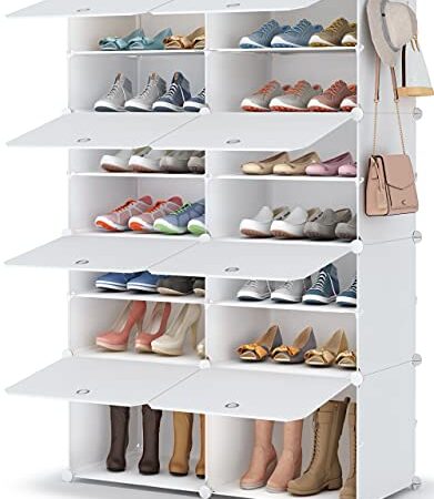 HOMIDEC Schuhregal, 7-stufiger Schuhschrank Kunststoff-Schuhregale Organizer für Schrank Flur Schlafzimmer Eingang