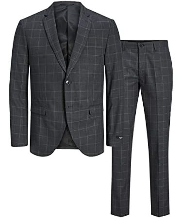 JACK & JONES Herren Jprfranco Check Suit Anzug, Grey Melange, 50 EU