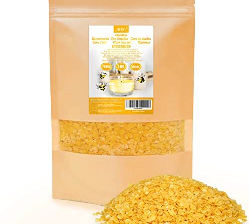 JBEIY Bienenwachs für Kerzenherstellung, 500g Bienenwachs Bio für Kosmetik, Gelb, Bienenwachs Pastillen zum Kerzen Selber Machen, Kosmetik, Wartung von Möbeln