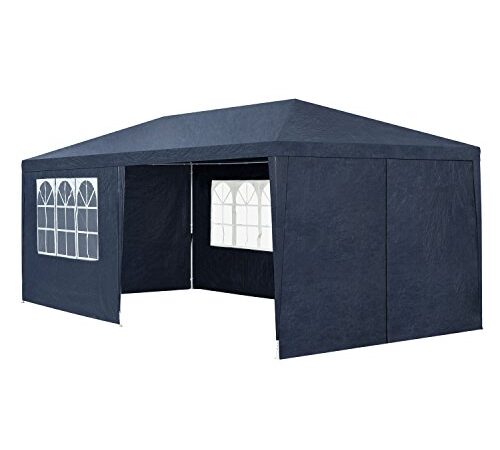Juskys Partyzelt 3x6 m in Blau — Gartenpavillon mit Dach & Seitenwänden — Gartenzelt mit 18 m² Grundfläche — Sonnenschutz für Outdoor