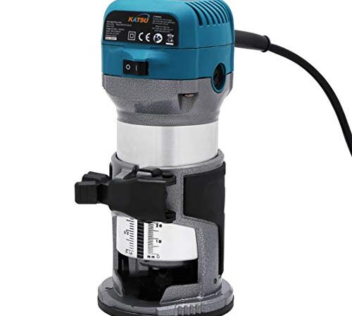 KATSU Electric Hand Holz Oberfräse Kantenfräse 220V 710W + 3 Spannzangen 6mm, 8mm und 10mm