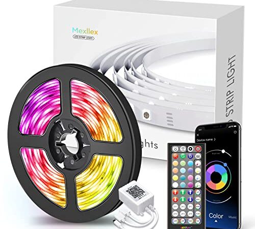 LED Strip 15M(1Rolle), Bluetooth RGB LED Streifen, Farbwechsel LED lichterkette mit IR fernbedienung und App, 16 Mio. Farben, Sync mit Musik,5050 RGB LED-Lichtstreifen für Schlafzimmer