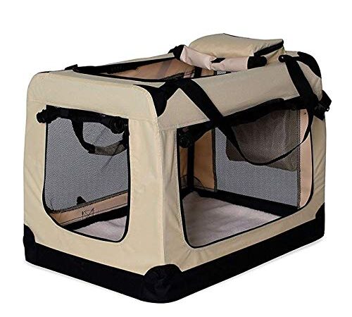 lionto Hundetransportbox Hundetasche Hundebox Faltbare Kleintiertasche Größe L Farbe Beige