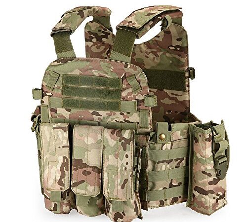 Lixada Taktische Einsatzweste Military Molle Weste für Camping Wandern, Versteiftes 600D Oxford Tuch