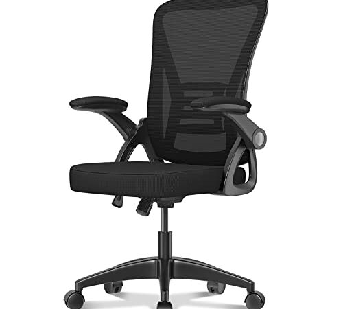 naspaluro Bürostuhl, Ergonomischer Schreibtischstuhl mit Netzbespannung, Klappbaren Armlehnen, Höhenverstellbarer Computerstuhl mit Gepolstertem Sitzkissen für Büro Arbeitszimmer