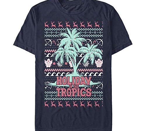 Netflix Unisex Christmas Tropical Chronicles Sweater Organic Short Sleeve T-Shirt, Navy Blue, XXL