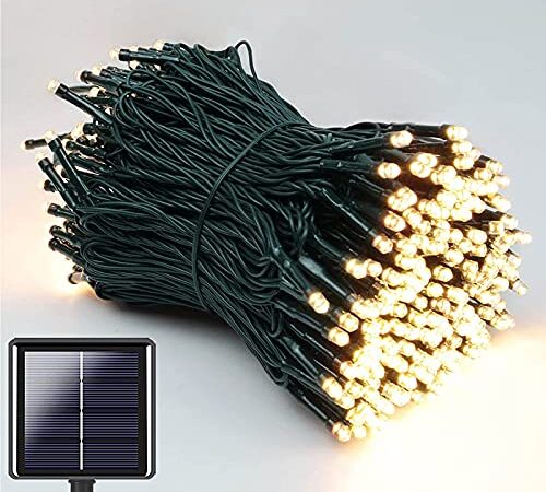 NEXVIN Solar Lichterkette Außen, 20M 200 LED Solar Lichterkette Aussen Warmweiß, 8 Modi solarlichterkette Wetterfest, Lichterkette Solar für Outdoor Garten, Terrasse, Balkon Deko