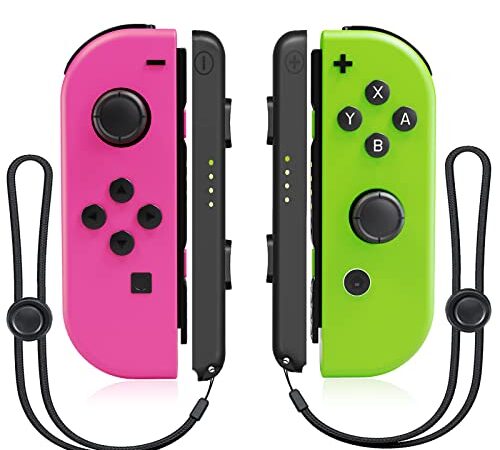 Nokoos Rosa und Grün Switch Controller, 2er-Set Joystick Switch Controller Gamepad Wireless Controller Kompatibel mit Switch/OLED mit Dual Vibration/6-Achsen Gyro Sensor