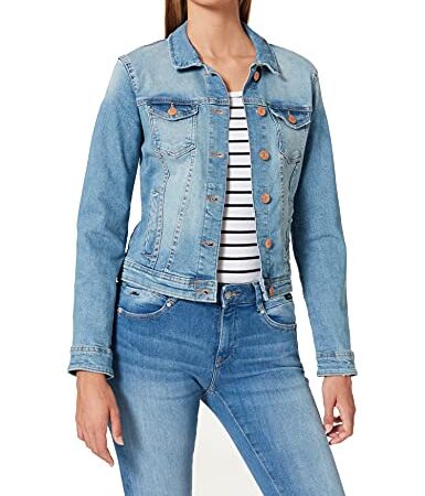 ONLY Damen Jeansjacke | Kurze Denim Übergangsjacke Blau | Basic Used Waschung ONLTIA, Farben:Blau, Größe:38