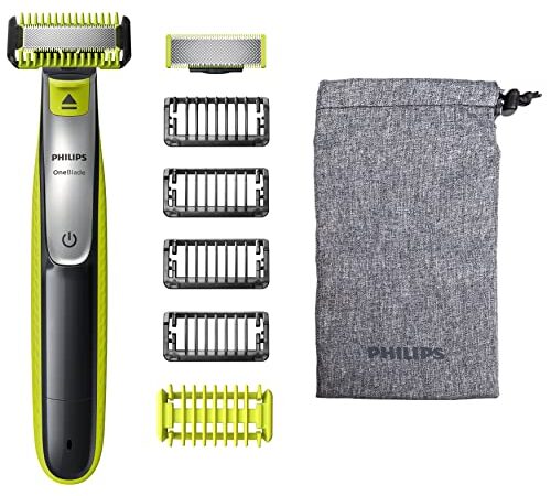 Philips OneBlade Face + Body QP2630/30 - Rasieren, Trimmen und Stylen für jede Haarlänge, austauschbare Klingen, Körper & Gesicht (je 1 Klinge),4 Trimmaufsätze, 2 Körperaufsätze, Geschenke für Männer
