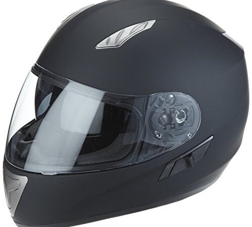 Protectwear H520-ES-L Motorradhelm,Integralhelm mit Integrierter Sonnenblende, Größe L, Schwarz-Matt