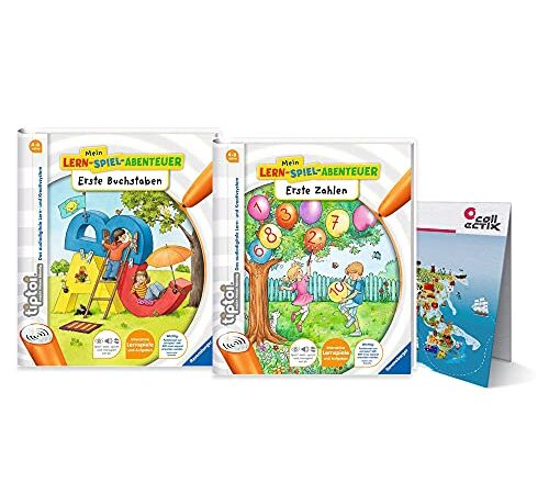 Ravensburger tiptoi ® Bücher Starterset | Erste Buchstaben + Erste Zahlen Buch + ABC Lern-Poster mit Tiere - Schule, Tip TOI, Lernen, Vorschule