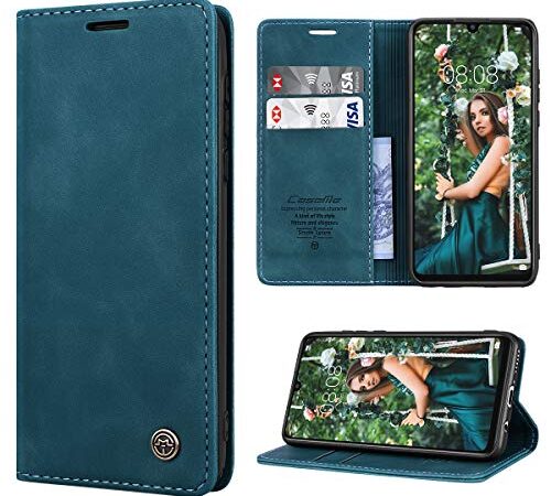 RuiPower Handyhülle für Huawei P30 Lite Hülle Premium Leder PU Flip Magnet Wallet Klapphülle Silikon Bumper Schutzhülle für Huawei P30 Lite/Huawei P30 Lite New Edition Tasche - Blaugrün