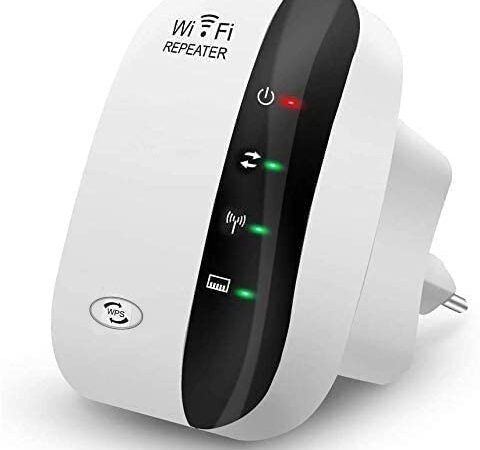 SUWEN WLAN Repeater, WLAN Verstärker 300Mbit/s 2,4GHz WiFi Range Extender, Fast-Ethernet Port, WPS Taste, EU Stecker, Mini WLAN Verstaerker Receiver Kompatibel mit Allen WLAN Geräte