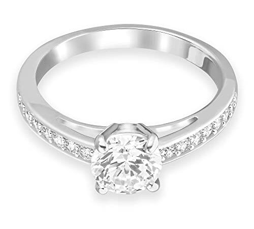 Swarovski Attract Ring, Rundschliff, Pavé, Weiß, Rhodiniert