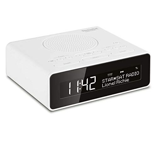 TechniSat DIGITRADIO 51 DAB+ Radiowecker (DAB, UKW, Uhrenradio, Wecker mit zwei einstellbaren Weckzeiten, Snooze-Funktion, Sleeptimer, dimmbares Display, Kopfhöreranschluss) weiß