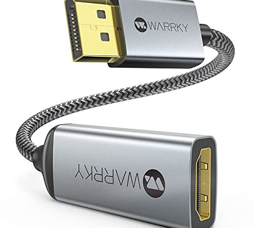 WARRKY 4K DisplayPort auf HDMI Adapter, [Vergoldete, Geflochten, Aluminiumhülse], Unidirektionaler DP-Computer zu HDMI-Monitor Konverter Kampatibel für Lenovo, HP, Dell, AMD, NVIDIA, Mehr
