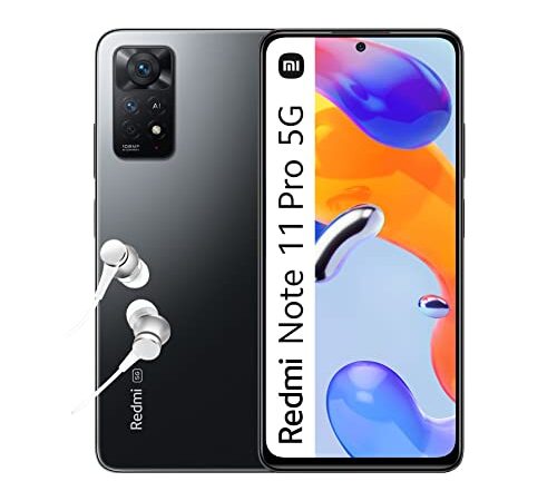 Xiaomi Redmi Note 11 Pro 5G, Smartphone + Kopfhörer, 8 + 128 GB Handy ohne Vertrag, 6,67'' 120 Hz FHD + AMOLED Display, Alexa Hands-Free, 108 MP Kamera, Graphite Gray (DE Version, Amazon Exclusive)