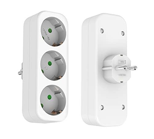 2 Stücke Mehrfachsteckdose ohne Kabel, 3 Fach Steckdosenleiste mit Schalter, 250V/16A 16A Steckdosenadapter für Zu Hause, Büro, Reisen, Weiß
