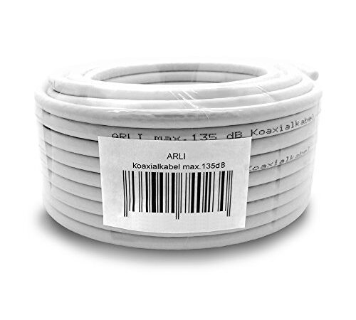 50m 135dB Sat Koaxialkabel Koax Kabel Antennenkabel 4K FullHD UltraHD 4K 5-Fach geschirmt für DVB-S / S2 DVB-C DVB-T BK Anlagen Satkabel HD UHD 3D ARLI verlegekabel 5 Fach schirmung 135 dB 50 m