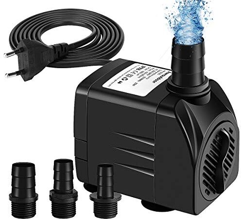 Awroutdoor Wasserpumpe Tauchpumpe, 1800L/H Aquariumpump für Teich Brunnen Aquarium Garten, Submersible Pumpe 3 Düse 13mm-16mm-19mm, Kabel1.9m(25W)