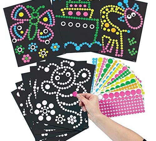 Baker Ross ET113 Ross Bastelset - Bilder mit Klebepunkten - Aufkleber für Kinder zum Abziehen und Auftragen auf vorgedruckte Motive - 8 Stück (1er Pack) , 27cm x 20cm