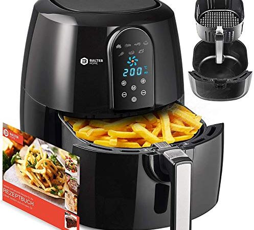 Balter Heißluftfritteuse XXXL-Touch, Friteuse, 6,2 Liter – XXXL Garraum, LCD Display, Rezeptheft, 7 Programme, 2000W