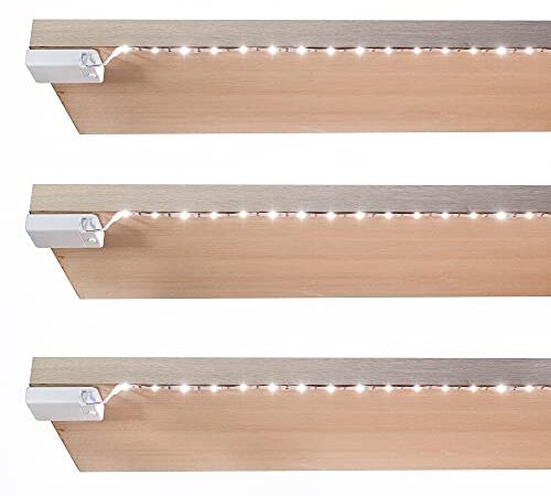 BestLuz LED Streifen Batteriebetriebene, LED Strip Batteriebetriebene x 3er-Pack für unter dem Küchenschrank | Regale | Unterschrank | Schrank | Neutralweiß 4000K 1 Meter